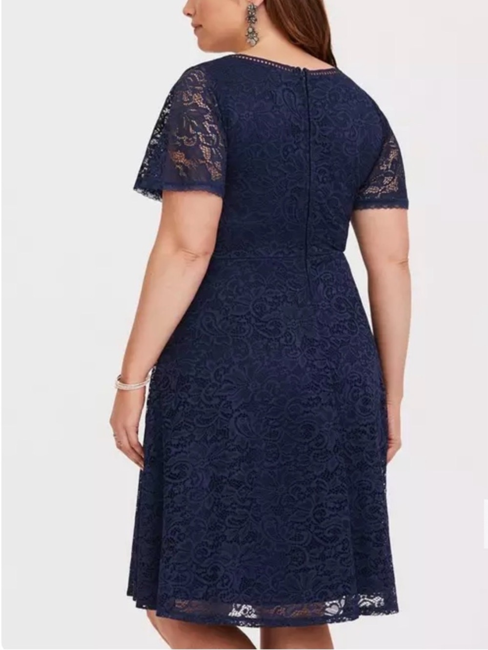 Torrid Navy Lace V-Neck Mini Short Sleeve Dress Size 18 - Picture 3 of 8